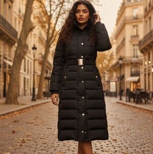 Black puffer Jacket (has a faux fur collar that I don't wear) can be buttoned.